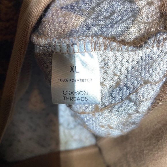 Grayson/Threads Leopard Print Teddy Zip Neck Pullover XL - Picture 3 of 15